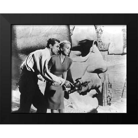 Cary Grant - North by Northwest Black Modern Wood Framed Art Print by Hollywood Photo Archive
