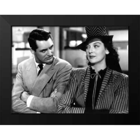 Cary Grant with Rosalind Russell - His Girl Friday Black Modern Wood Framed Art Print by Hollywood Photo Archive
