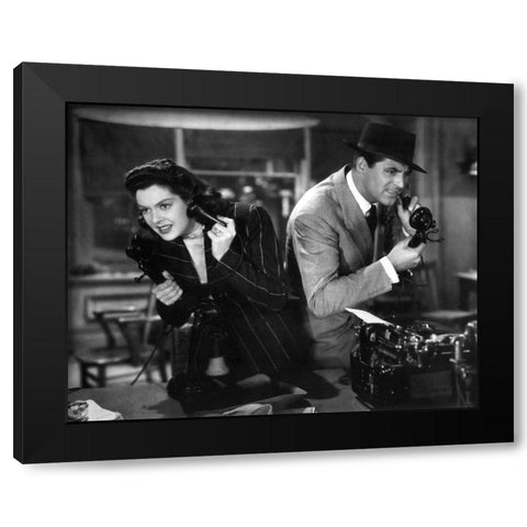 Cary Grant with Rosalind Russell - His Girl Friday Black Modern Wood Framed Art Print by Hollywood Photo Archive