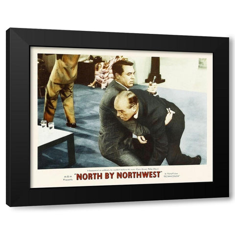 North by Northwest - Lobby Card Black Modern Wood Framed Art Print by Hollywood Photo Archive