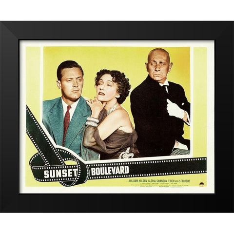 Sunset Boulevard - Lobby Card Black Modern Wood Framed Art Print by Hollywood Photo Archive