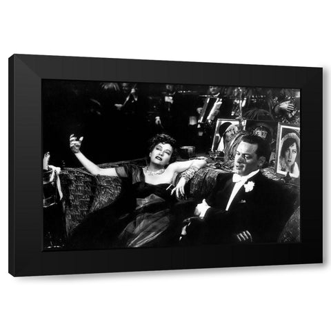 Sunset Boulevard Black Modern Wood Framed Art Print with Double Matting by Hollywood Photo Archive