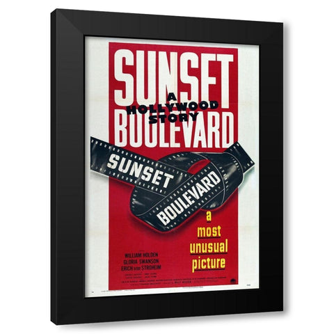 Sunset Boulevard Black Modern Wood Framed Art Print by Hollywood Photo Archive