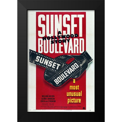 Sunset Boulevard Black Modern Wood Framed Art Print by Hollywood Photo Archive