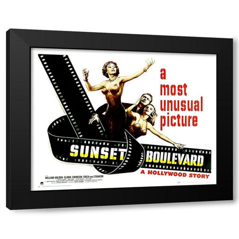 Sunset Boulevard - Poster Black Modern Wood Framed Art Print with Double Matting by Hollywood Photo Archive