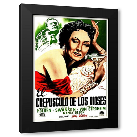 Spanish - Sunset Boulevard - Poster Black Modern Wood Framed Art Print with Double Matting by Hollywood Photo Archive