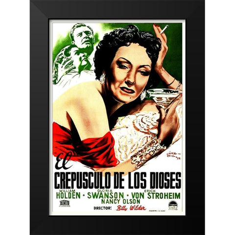 Spanish - Sunset Boulevard - Poster Black Modern Wood Framed Art Print by Hollywood Photo Archive