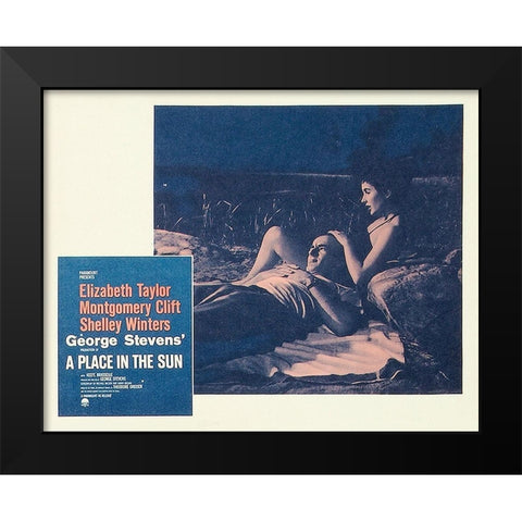 Elizabeth Taylor - A Place in the Sun - Lobby Card Black Modern Wood Framed Art Print by Hollywood Photo Archive