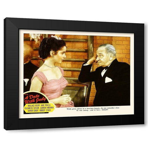 Elizabeth Taylor - A Date with Judy - Lobby Card Black Modern Wood Framed Art Print with Double Matting by Hollywood Photo Archive