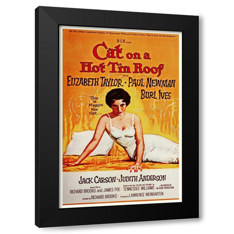 Elizabeth Taylor - Cat on a Hot Tin Roof Black Modern Wood Framed Art Print by Hollywood Photo Archive