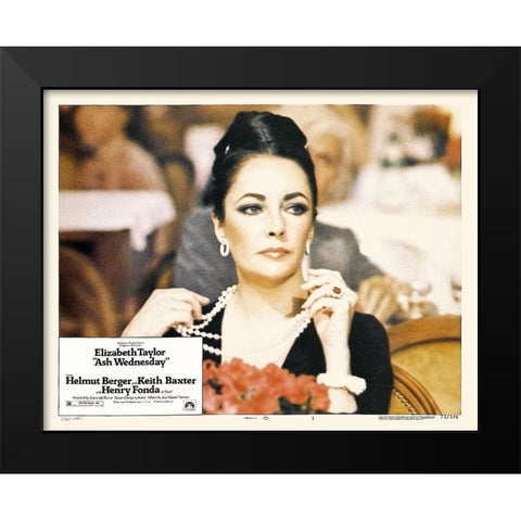 Elizabeth Taylor - Ash Wednesday - Lobby Card Black Modern Wood Framed Art Print by Hollywood Photo Archive