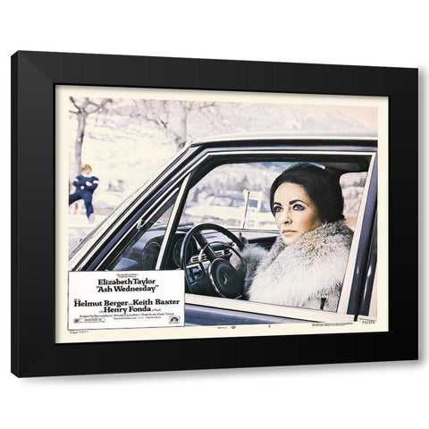Elizabeth Taylor - Ash Wednesday - Lobby Card Black Modern Wood Framed Art Print with Double Matting by Hollywood Photo Archive