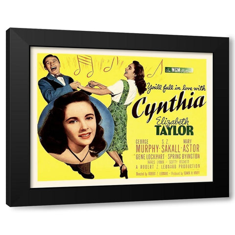Elizabeth Taylor - Cynthia - Lobby Card Black Modern Wood Framed Art Print by Hollywood Photo Archive