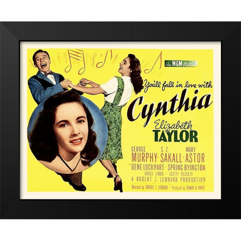 Elizabeth Taylor - Cynthia - Lobby Card Black Modern Wood Framed Art Print by Hollywood Photo Archive