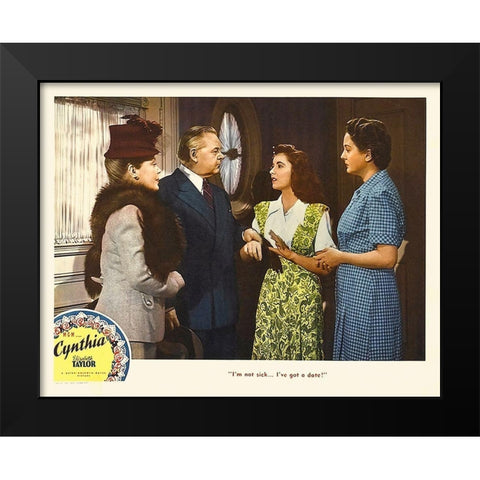 Elizabeth Taylor - Cynthia - Lobby Card Black Modern Wood Framed Art Print by Hollywood Photo Archive