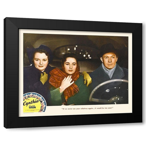 Elizabeth Taylor - Cynthia - Lobby Card Black Modern Wood Framed Art Print by Hollywood Photo Archive
