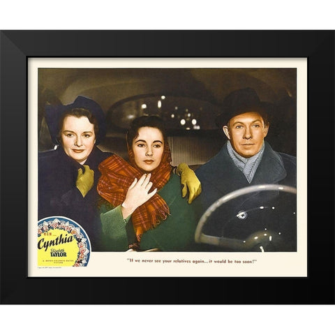 Elizabeth Taylor - Cynthia - Lobby Card Black Modern Wood Framed Art Print by Hollywood Photo Archive