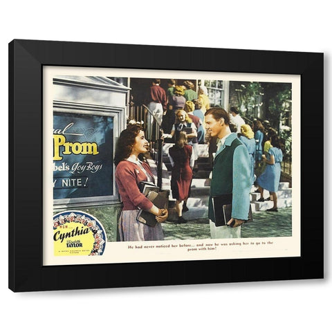 Elizabeth Taylor - Cynthia - Lobby Card Black Modern Wood Framed Art Print by Hollywood Photo Archive