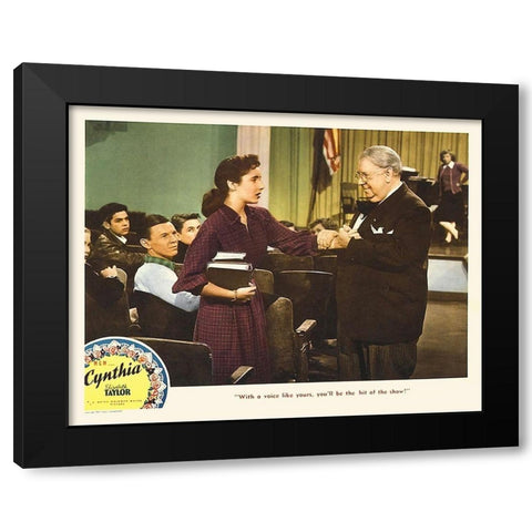 Elizabeth Taylor - Cynthia - Lobby Card Black Modern Wood Framed Art Print by Hollywood Photo Archive