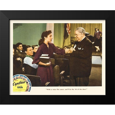 Elizabeth Taylor - Cynthia - Lobby Card Black Modern Wood Framed Art Print by Hollywood Photo Archive