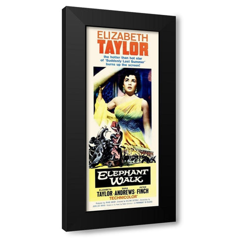 Elizabeth Taylor - Elephant Walk - Poster Black Modern Wood Framed Art Print by Hollywood Photo Archive