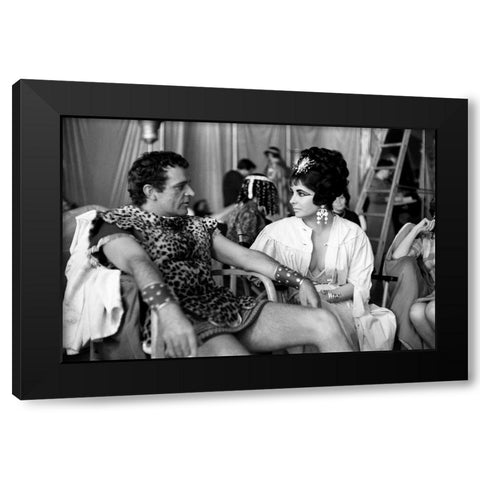 Behind the Scenes - Elizabeth Taylor - Cleopatra Black Modern Wood Framed Art Print with Double Matting by Hollywood Photo Archive