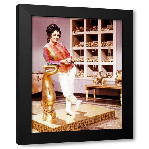 Elizabeth Taylor - Cleopatra - On Set in Street Clothes Black Modern Wood Framed Art Print with Double Matting by Hollywood Photo Archive