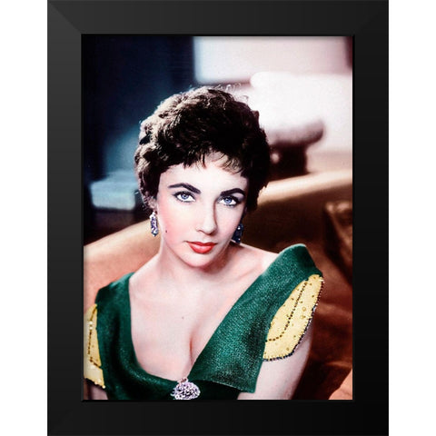 Elizabeth Taylor Black Modern Wood Framed Art Print by Hollywood Photo Archive