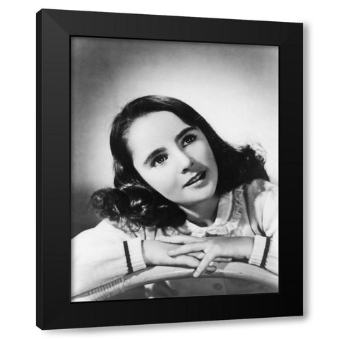Elizabeth Taylor Black Modern Wood Framed Art Print by Hollywood Photo Archive