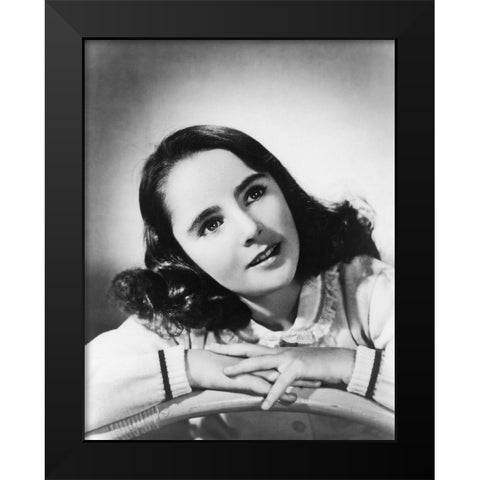 Elizabeth Taylor Black Modern Wood Framed Art Print by Hollywood Photo Archive