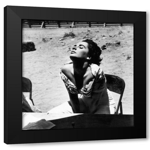 Elizabeth Taylor Black Modern Wood Framed Art Print with Double Matting by Hollywood Photo Archive