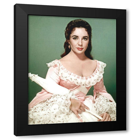 Elizabeth Taylor Black Modern Wood Framed Art Print by Hollywood Photo Archive