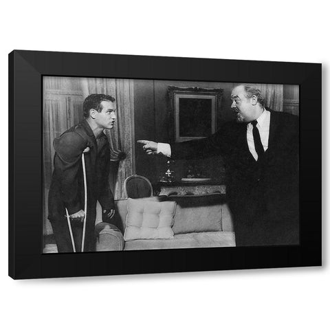 Cat on a Hot Tin Roof - Paul Newman with Burl Ives Black Modern Wood Framed Art Print by Hollywood Photo Archive
