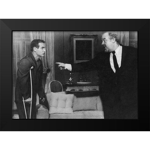 Cat on a Hot Tin Roof - Paul Newman with Burl Ives Black Modern Wood Framed Art Print by Hollywood Photo Archive