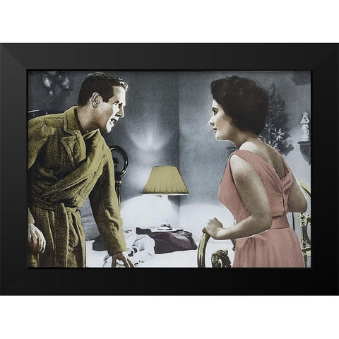 Cat on a Hot Tin Roof - Paul Newman with Elizabeth Taylor Black Modern Wood Framed Art Print by Hollywood Photo Archive