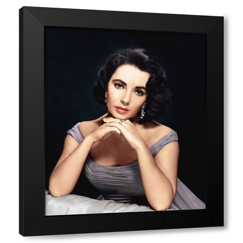 Elizabeth Taylor Black Modern Wood Framed Art Print by Hollywood Photo Archive