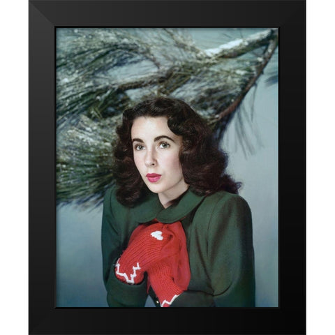 Elizabeth Taylor Black Modern Wood Framed Art Print by Hollywood Photo Archive