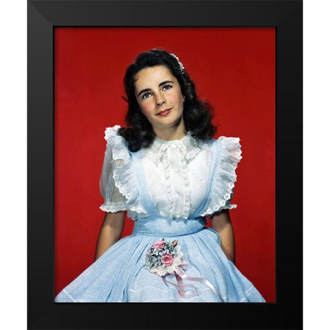 Elizabeth Taylor Black Modern Wood Framed Art Print by Hollywood Photo Archive