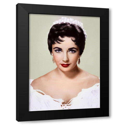 Elizabeth Taylor Black Modern Wood Framed Art Print by Hollywood Photo Archive
