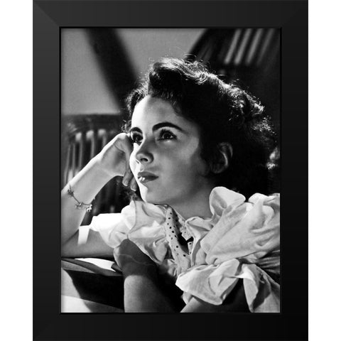 Elizabeth Taylor Black Modern Wood Framed Art Print by Hollywood Photo Archive