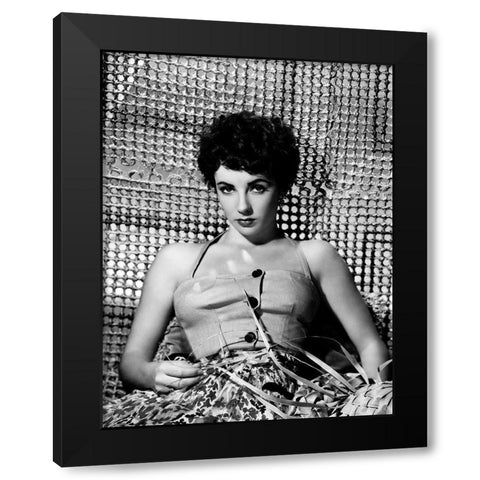 Elizabeth Taylor Black Modern Wood Framed Art Print by Hollywood Photo Archive