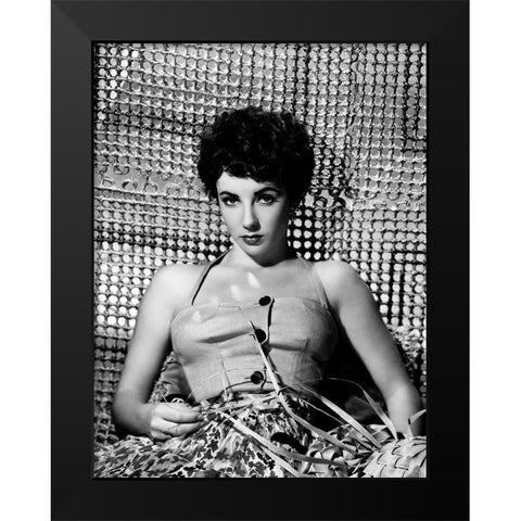 Elizabeth Taylor Black Modern Wood Framed Art Print by Hollywood Photo Archive