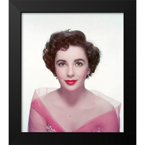 Elizabeth Taylor Black Modern Wood Framed Art Print by Hollywood Photo Archive