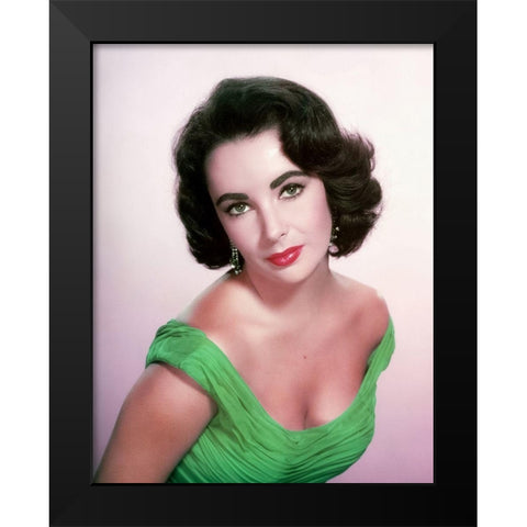 Elizabeth Taylor Black Modern Wood Framed Art Print by Hollywood Photo Archive