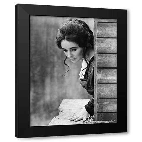 Elizabeth Taylor Black Modern Wood Framed Art Print by Hollywood Photo Archive