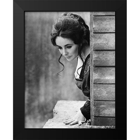 Elizabeth Taylor Black Modern Wood Framed Art Print by Hollywood Photo Archive