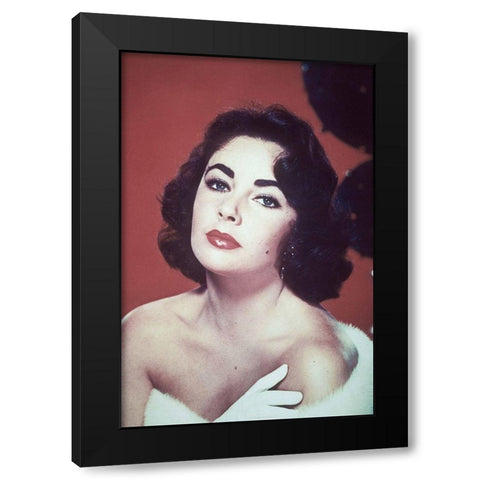 Elizabeth Taylor Black Modern Wood Framed Art Print with Double Matting by Hollywood Photo Archive
