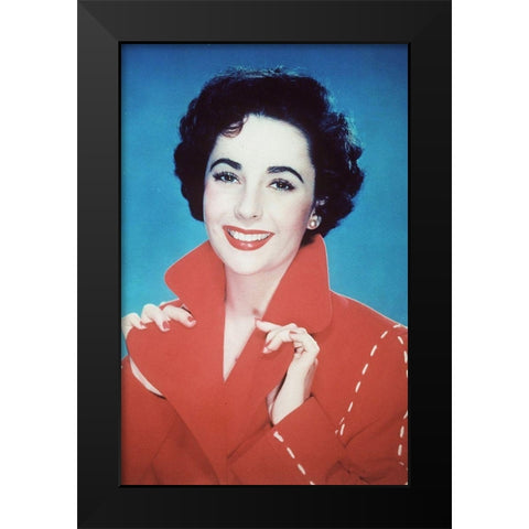 Elizabeth Taylor Black Modern Wood Framed Art Print by Hollywood Photo Archive