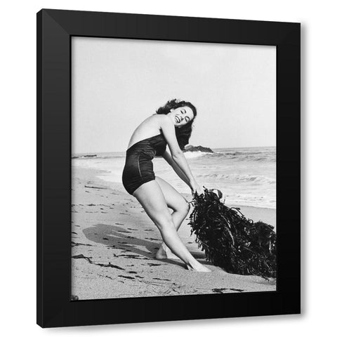 Elizabeth Taylor Black Modern Wood Framed Art Print by Hollywood Photo Archive