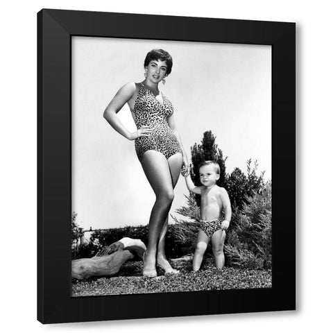 Elizabeth Taylor Black Modern Wood Framed Art Print by Hollywood Photo Archive